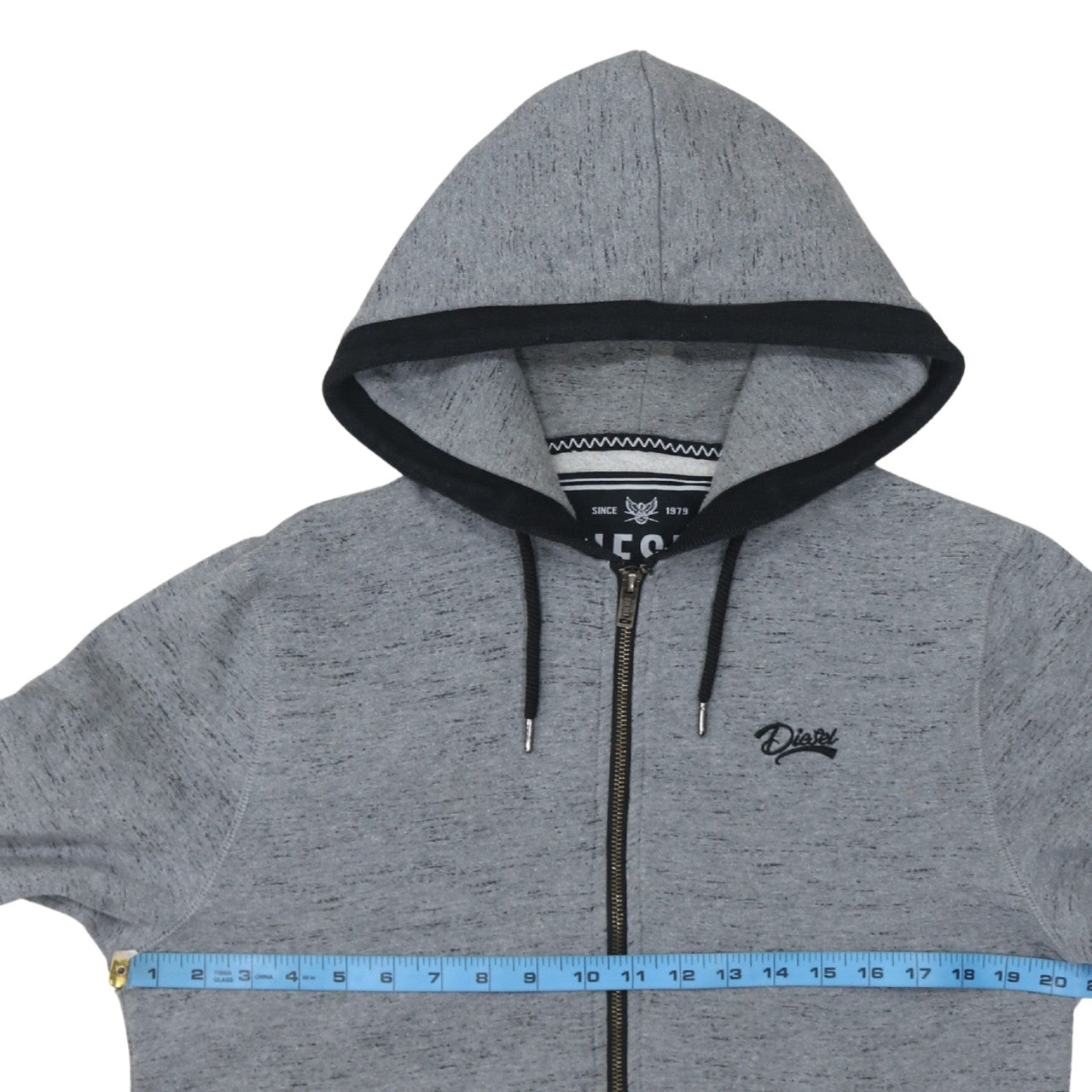 Diesel Men's Grey Full Zip Hoodie Medium Classic Style