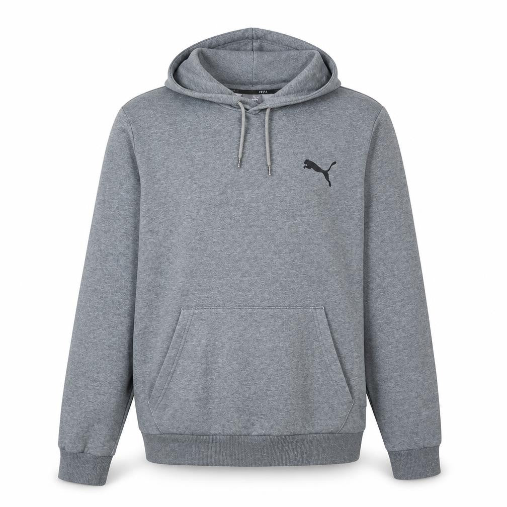 Puma Men's Grey XL Pullover Hoodie with Logo and Kangaroo Pocket