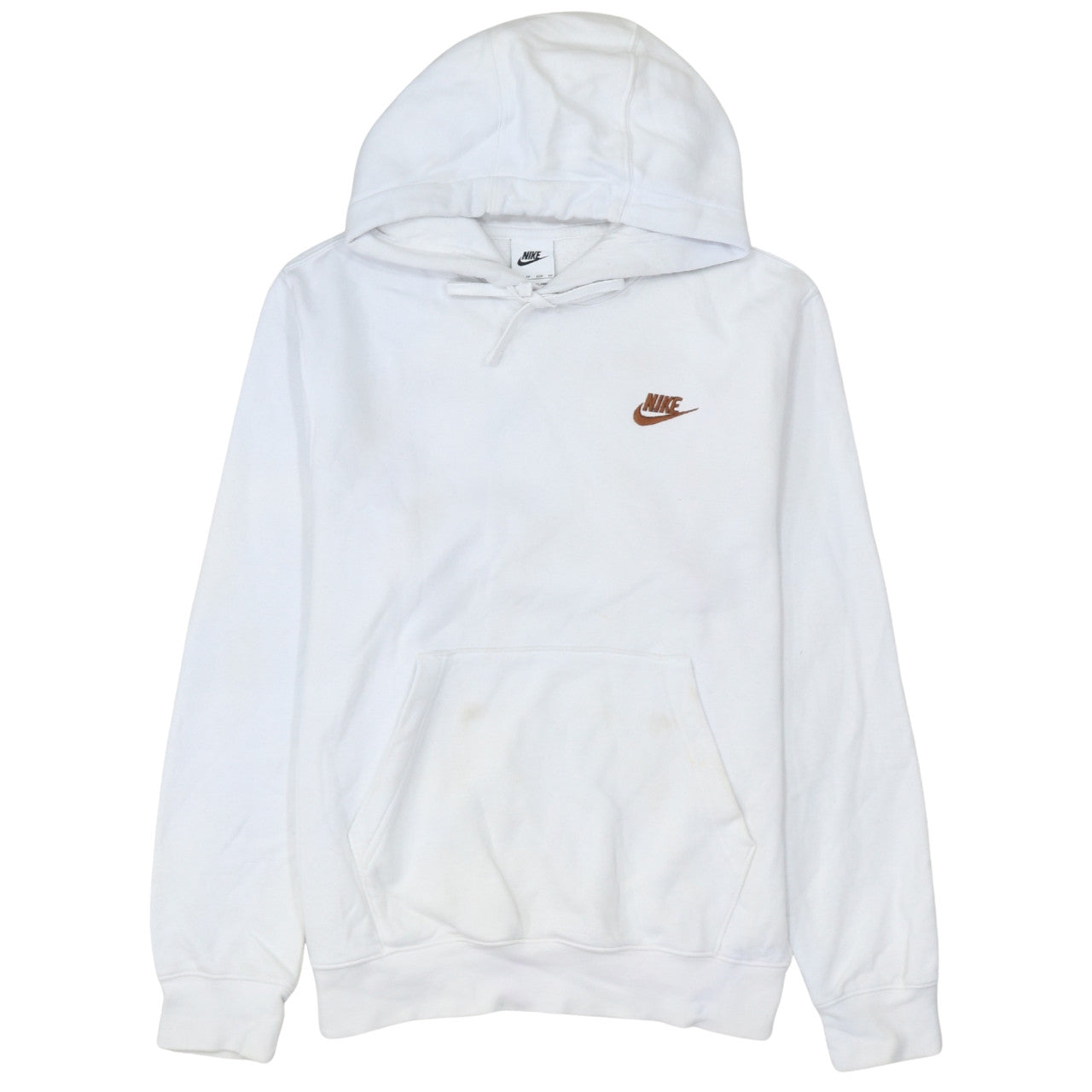 Nike Men's White XS Pullover Hoodie with Brown Logo