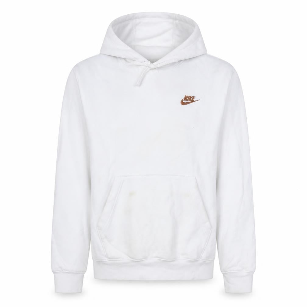 Nike Men's White XS Pullover Hoodie with Brown Logo