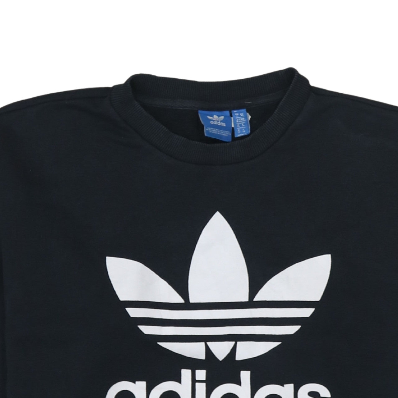 Adidas Womens Black Crew Neck Pullover Sweatshirt Size XS Classic Logo
