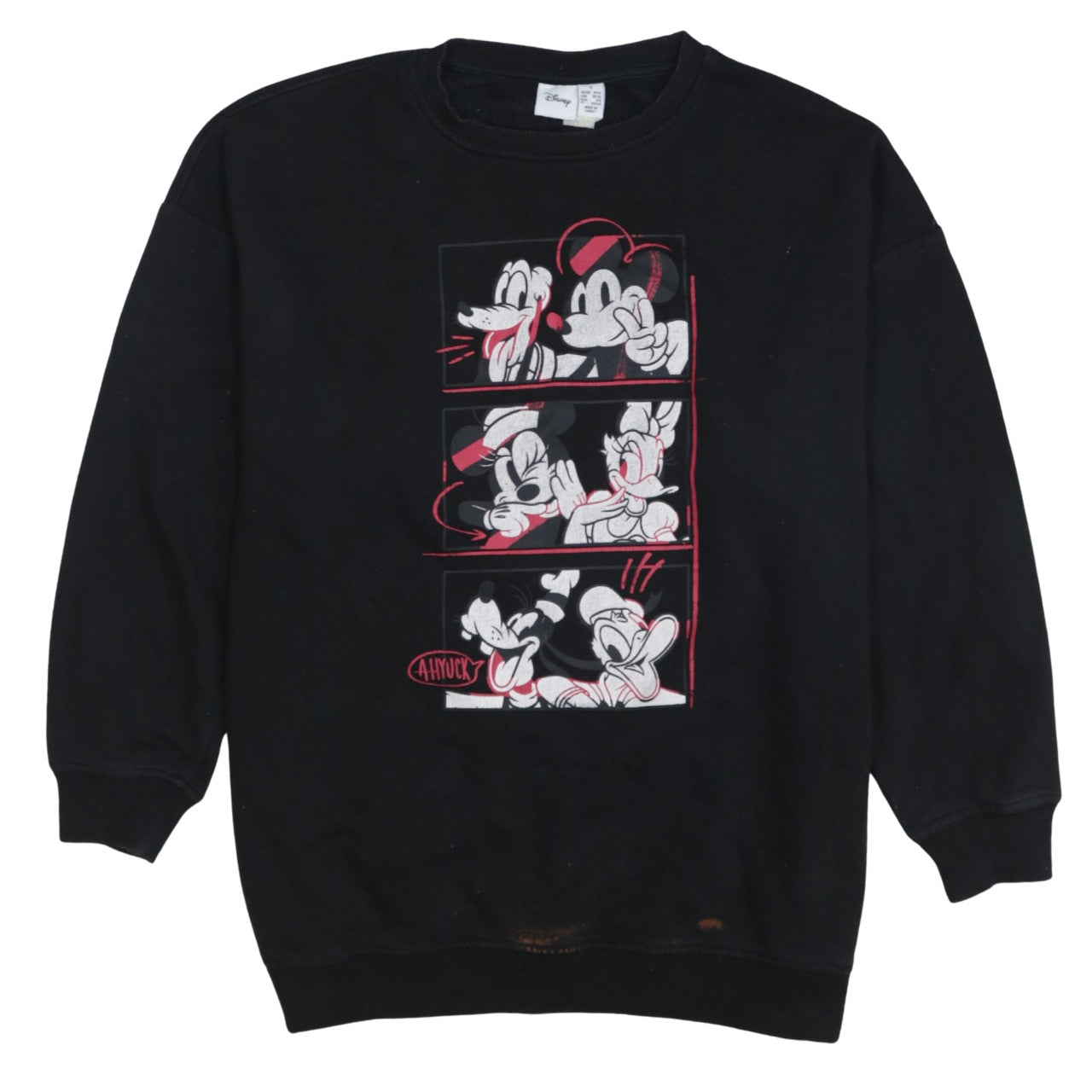 Disney Womens Black Mickey & Friends Sweatshirt Size S 10/12 100% Cotton