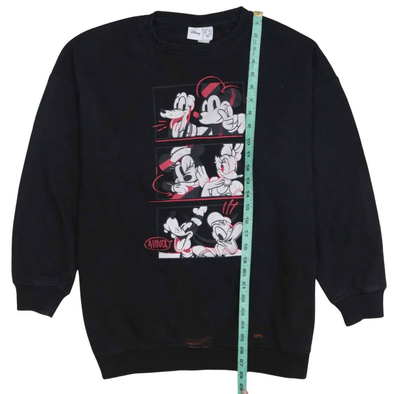 Disney Womens Black Mickey & Friends Sweatshirt Size S 10/12 100% Cotton