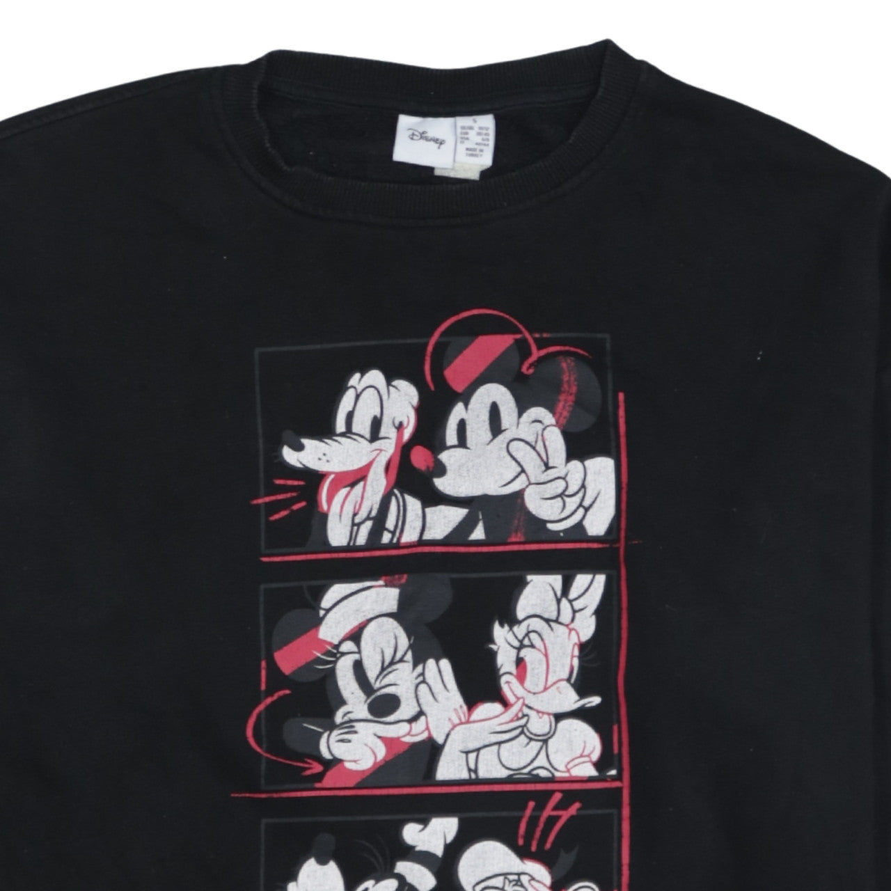 Disney Womens Black Mickey & Friends Sweatshirt Size S 10/12 100% Cotton