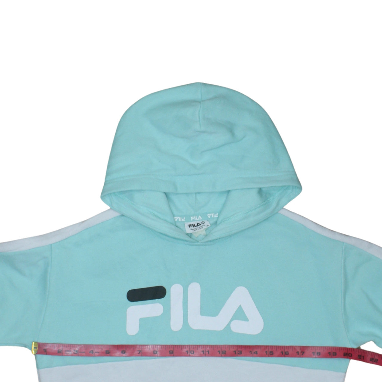 Fila Womens Mint Blue Colourblock Pullover Hoodie Size 16