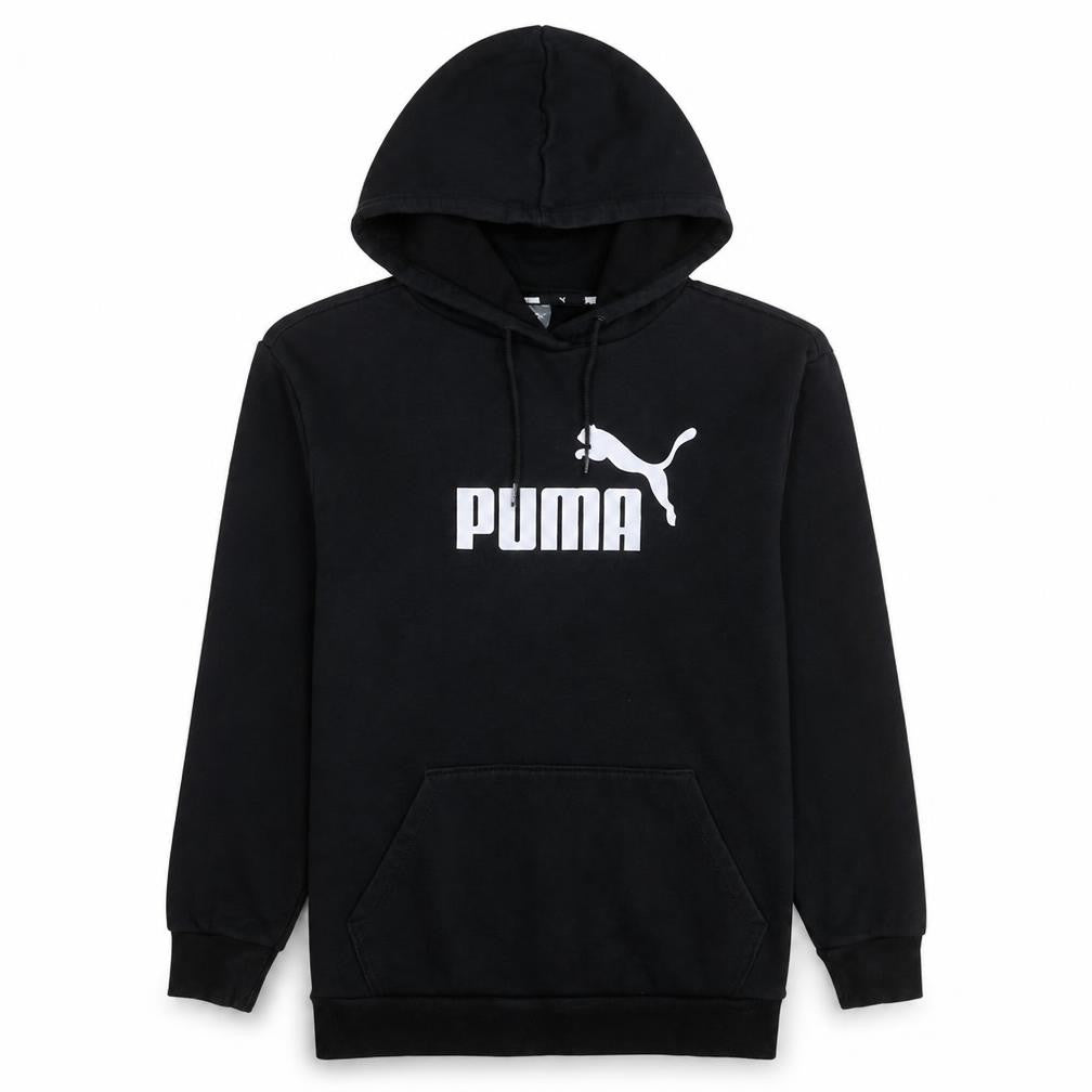 Puma Mens Black Small Pullover Hoodie Fleece Logo Sweatshirt