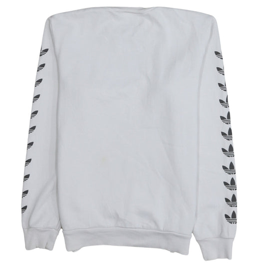 adidas Mens White XS Pullover Sweatshirt Crew Neck Logo Graphic Print