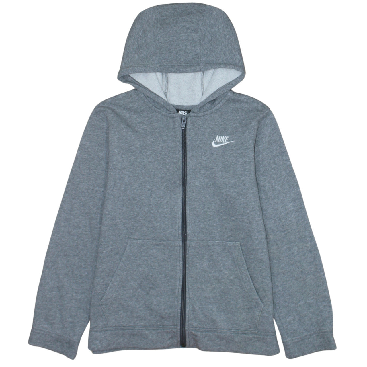 Nike Boys Grey Full Zip Hoodie L 147-158cm Classic Fleece Sweatshirt