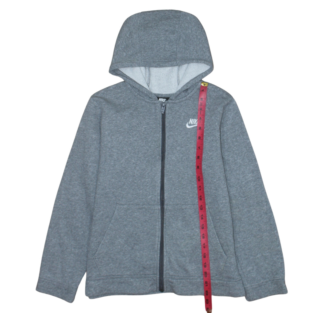 Nike Boys Grey Full Zip Hoodie L 147-158cm Classic Fleece Sweatshirt
