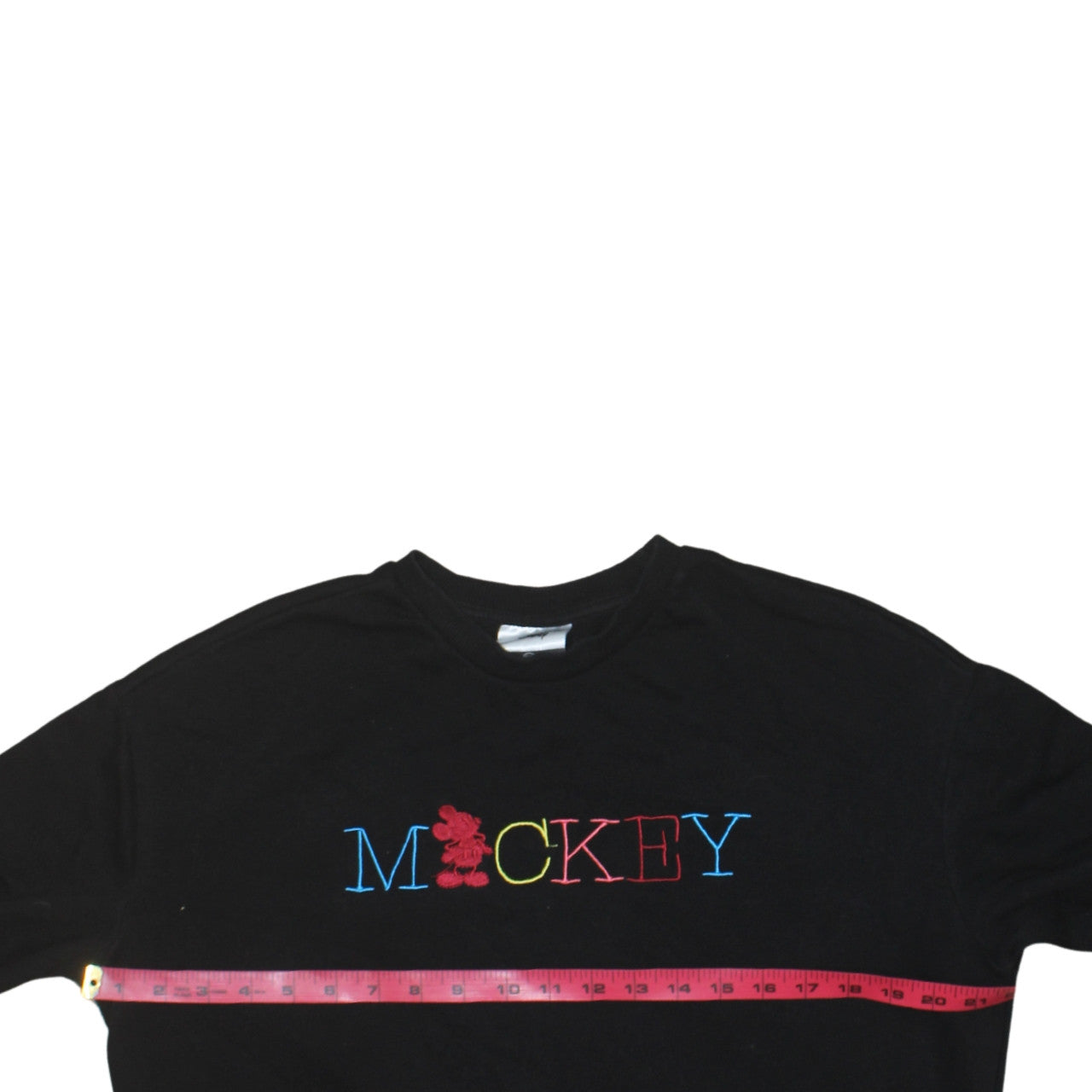 Disney Women Black Small Mickey Embroidered Pullover Sweatshirt