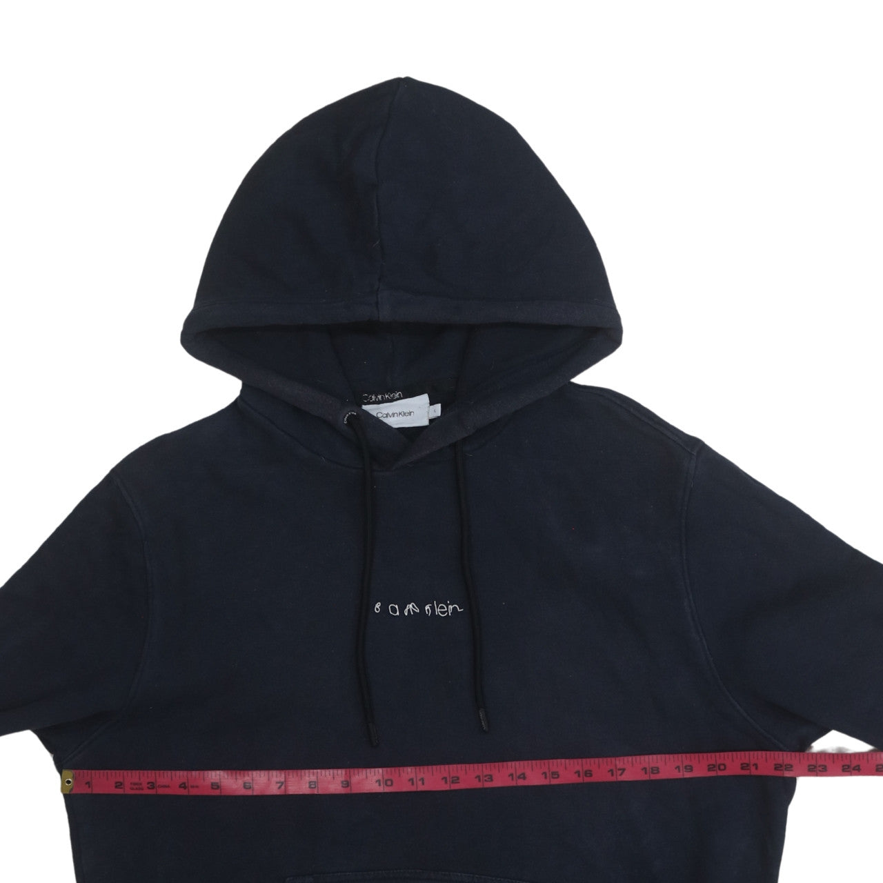 Calvin Klein Men's Blue Pullover Hoodie Size M Logo Fleece