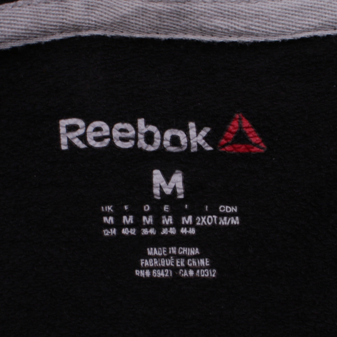 Reebok Men's Black Full Zip Hoodie Size M Sports Fleece Jacket