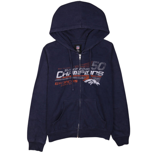 NFL Team Apparel Womens Navy Denver Broncos Full Zip Hoodie