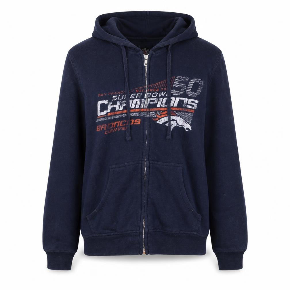 NFL Team Apparel Womens Navy Denver Broncos Full Zip Hoodie