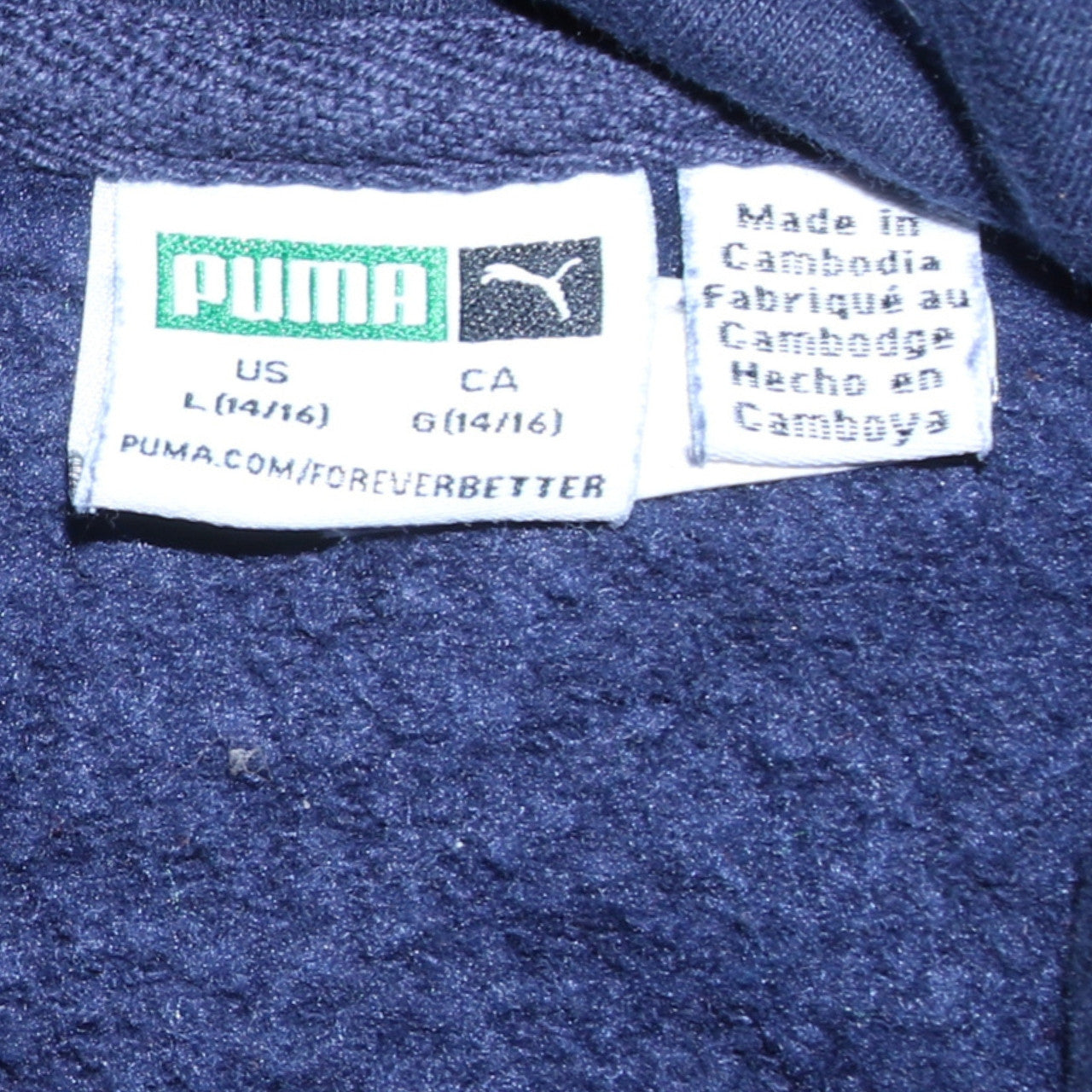 Puma Teens Blue Pullover Hoodie L Logo Fleece Sportswear