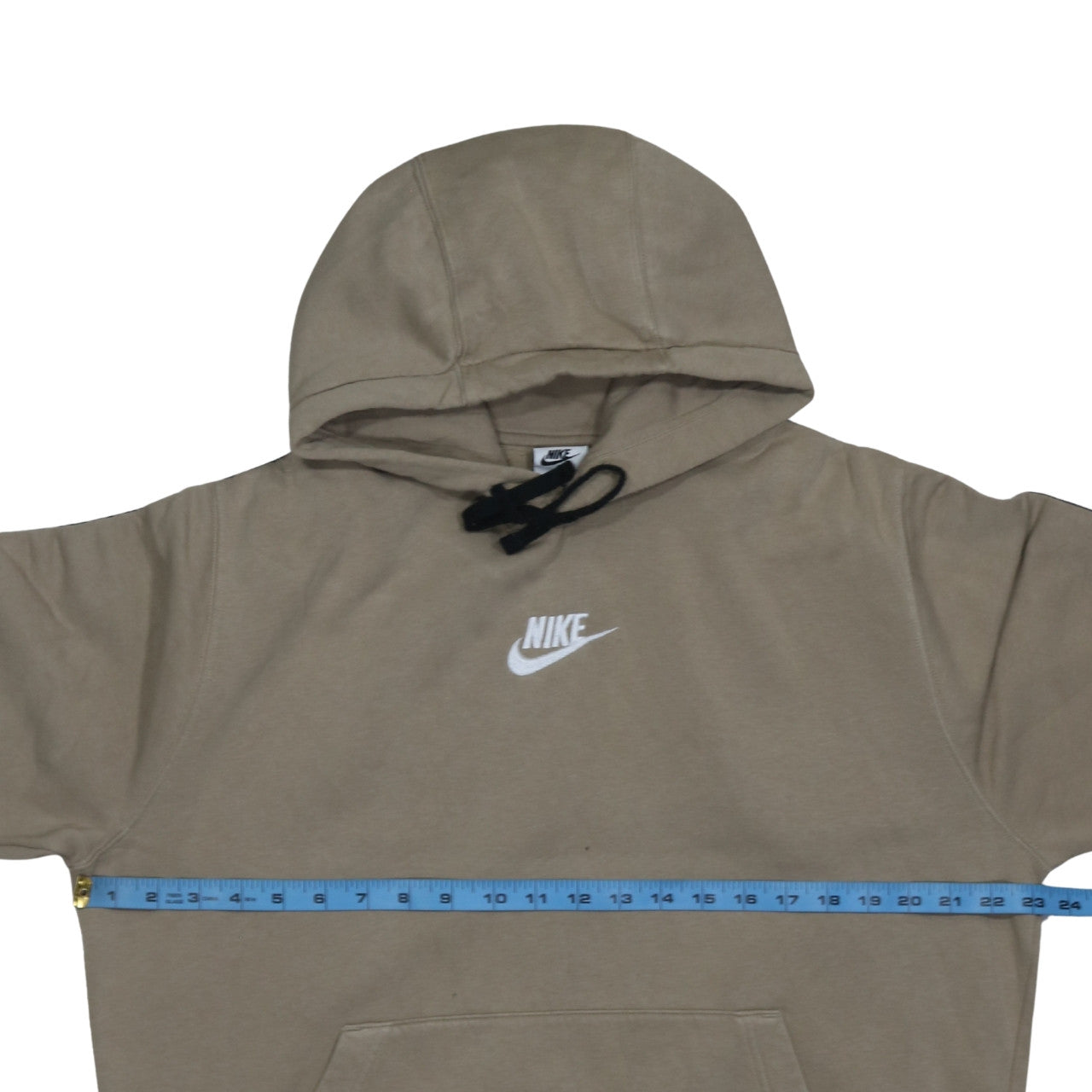 Nike Mens Beige Pullover Hoodie L Logo Fleece Hooded Sweatshirt