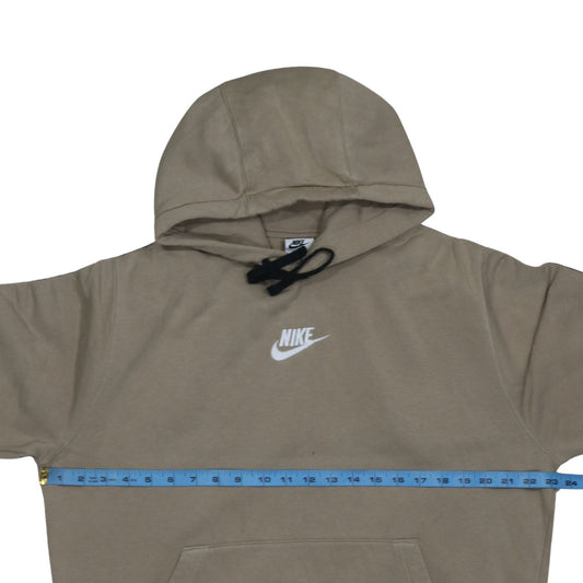 Nike Mens Beige Pullover Hoodie L Logo Fleece Hooded Sweatshirt