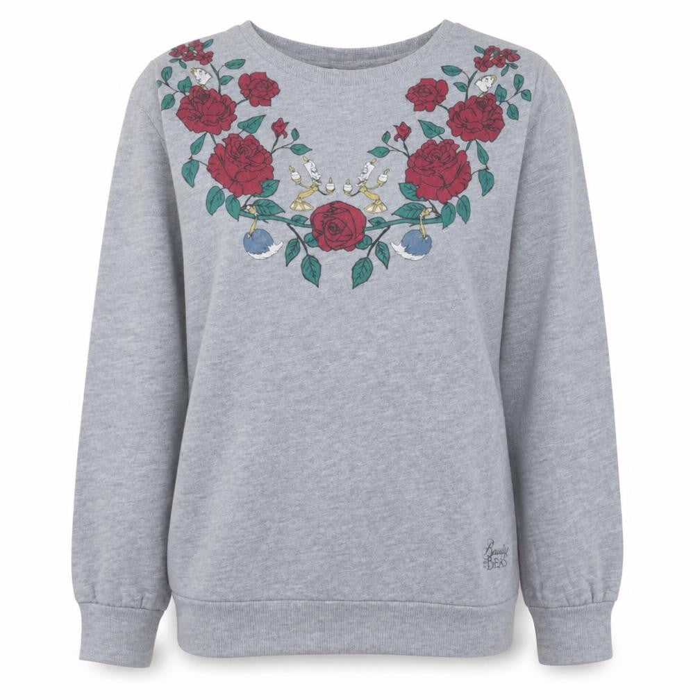 Disney Women’s Grey Beauty and the Beast Floral Sweatshirt Small