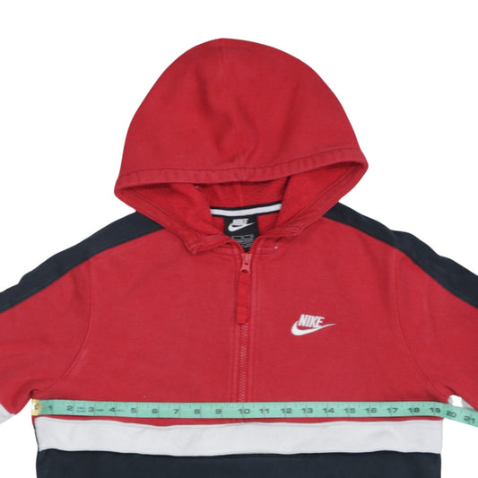 Nike Boys Red Navy Colourblock 1/4 Zip Hoodie XL 13-15 Years Cotton Blend