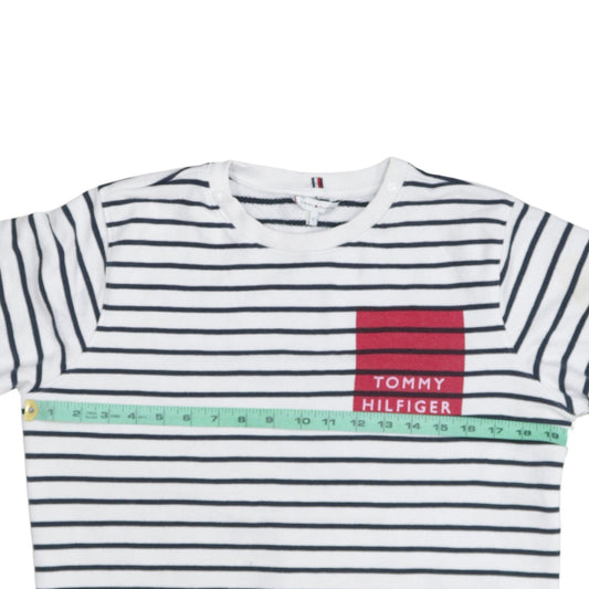 Tommy Hilfiger Women’s White Striped Pullover Sweatshirt Small