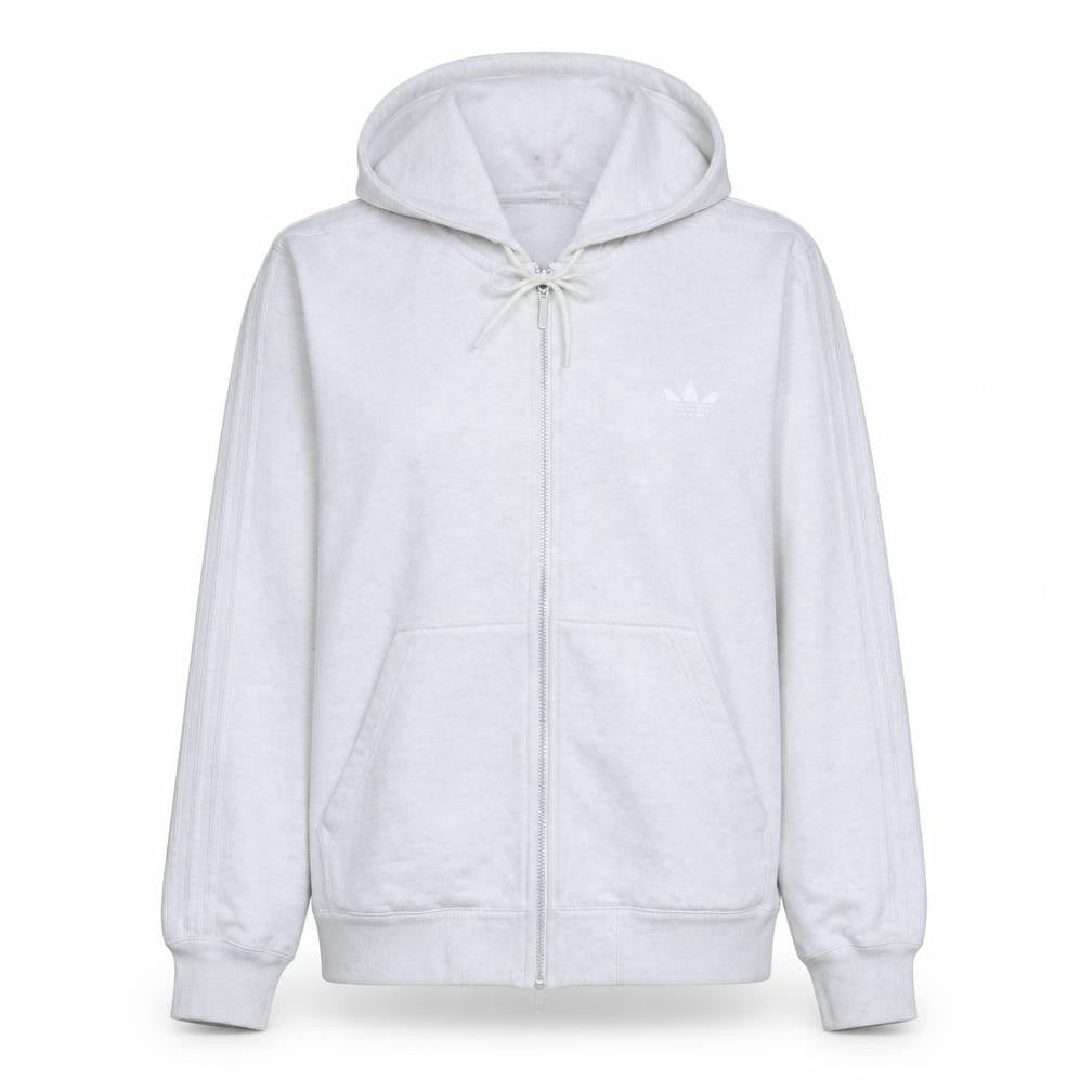 Front view of Adidas women’s beige full zip hoodie xl cotton blend classic logo