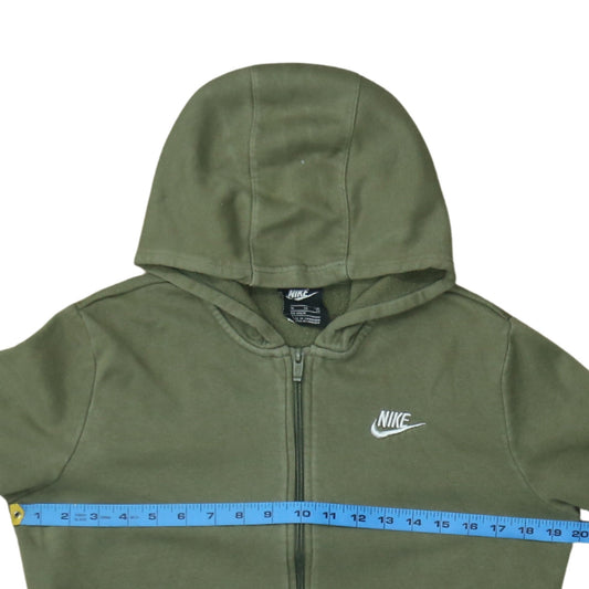 Nike Boys Green Full Zip Hoodie XL 158-170cm Cotton Blend Casual