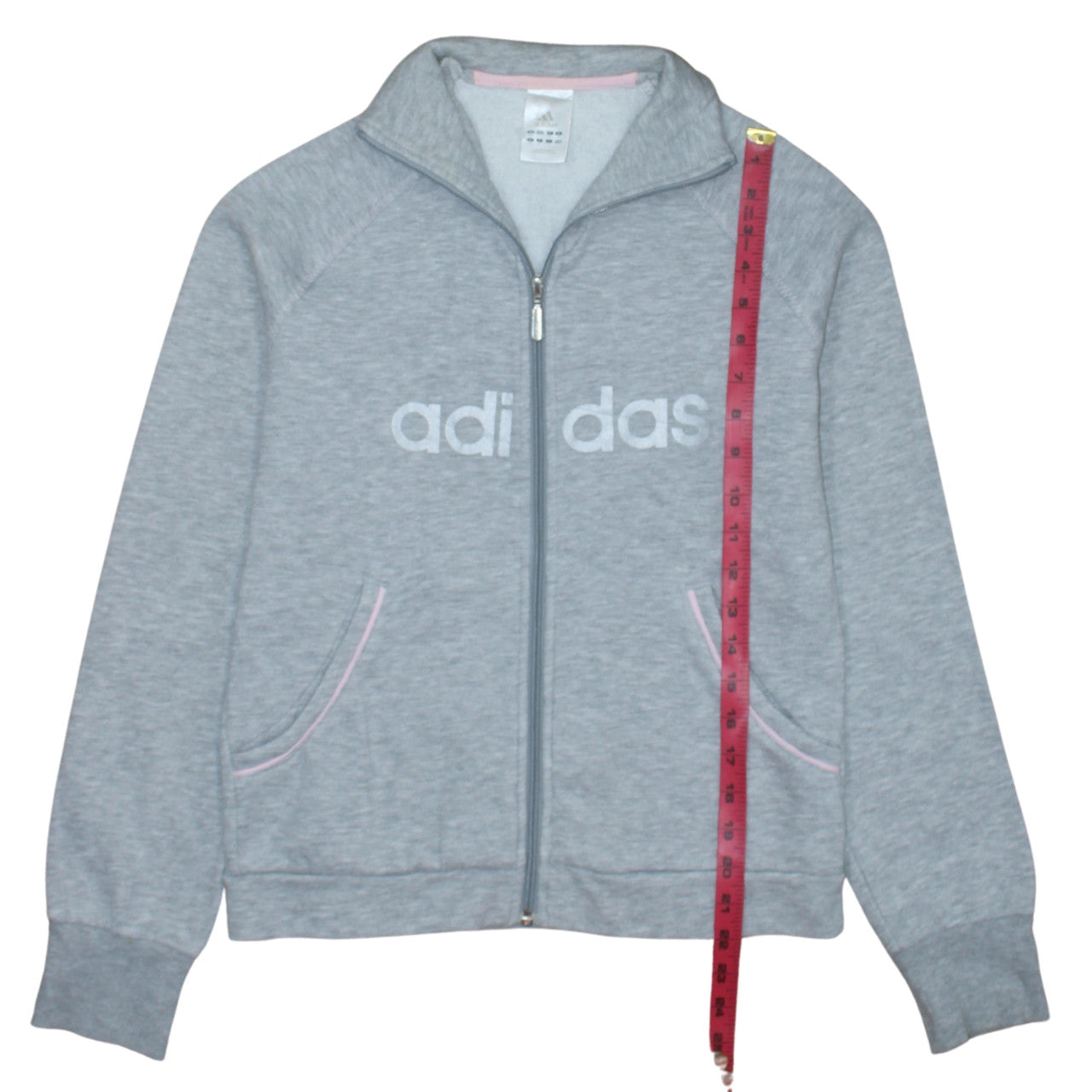 Adidas Womens Grey Full Zip Sweatshirt Size 12 Classic Fit