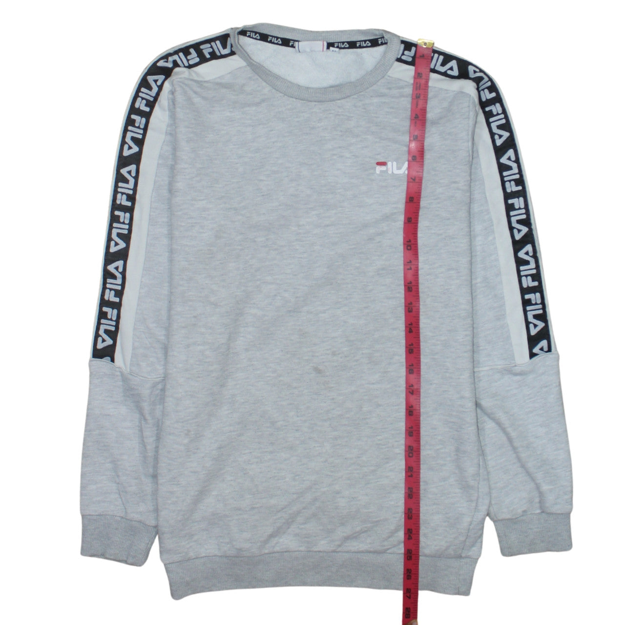 Fila Men’s Grey Logo Tape Crew Neck Sweatshirt M