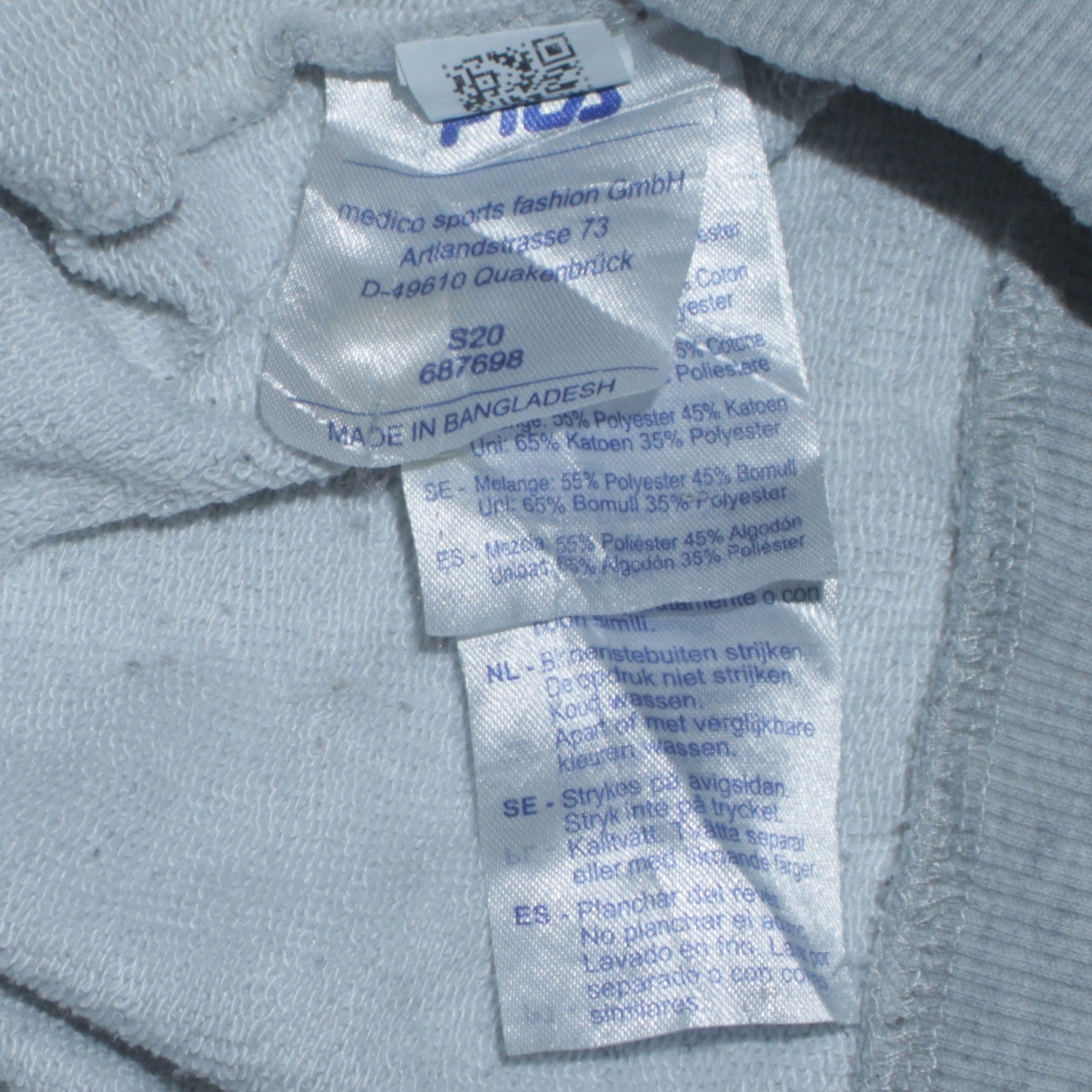 Fila Men’s Grey Logo Tape Crew Neck Sweatshirt M