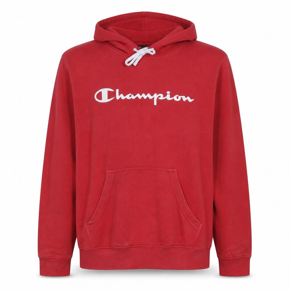 Champion Men's Red Pullover Hoodie Size L Fleece Logo Sweatshirt