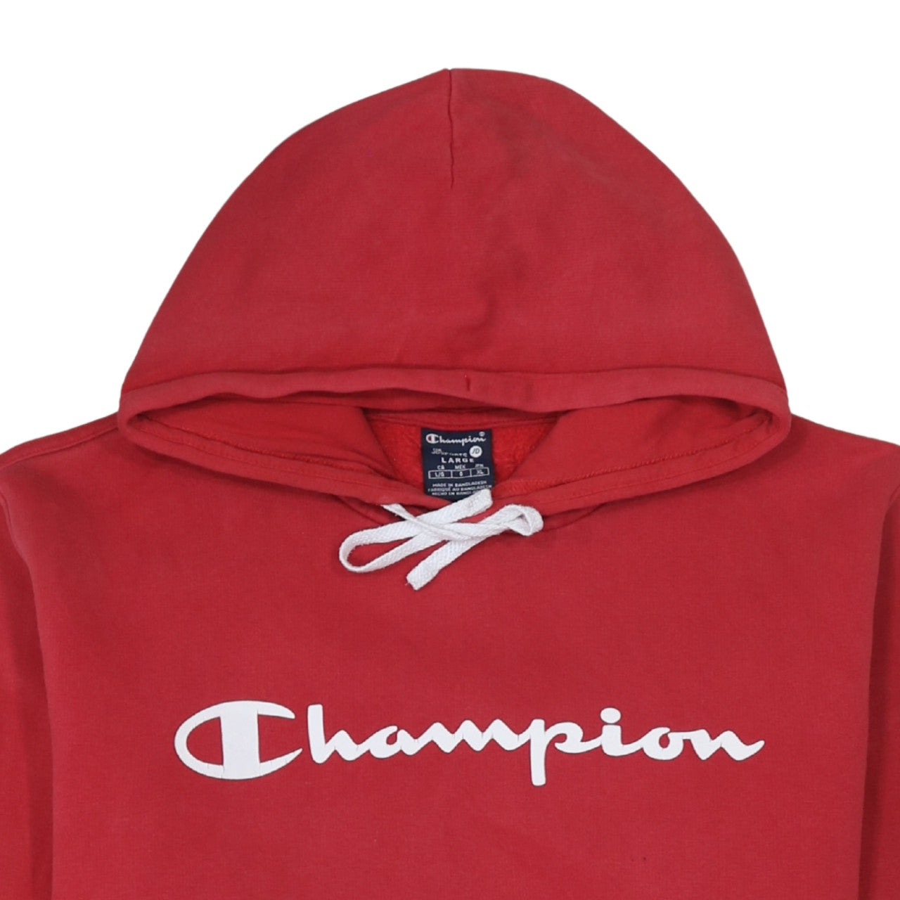 Champion Men's Red Pullover Hoodie Size L Fleece Logo Sweatshirt