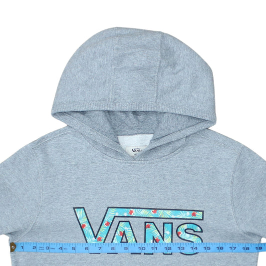 Vans Womens Grey Pullover Hoodie Large Logo Print Cotton Blend
