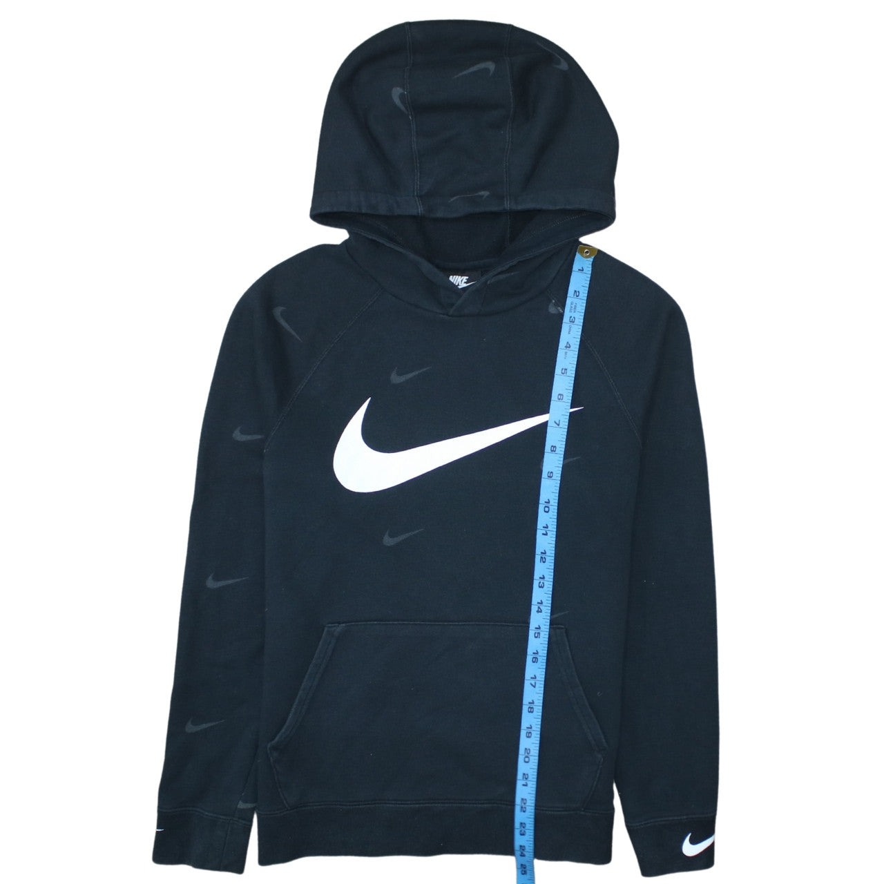 Nike Boys Black XL Pullover Hoodie with White Logo and Kangaroo Pocket