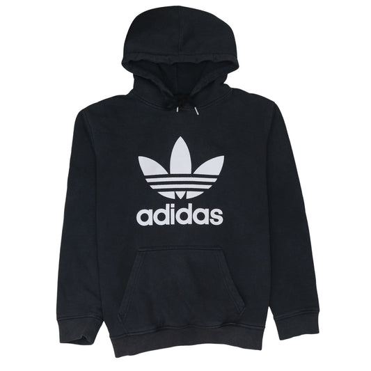 Adidas Men’s Black Pullover Hoodie Size L Trefoil Logo Fleece Sweatshirt