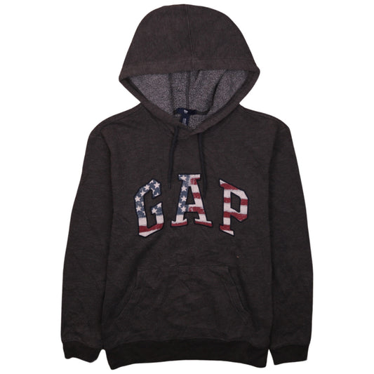 GAP Womens Brown Pullover Hoodie XS American Flag Logo Casual