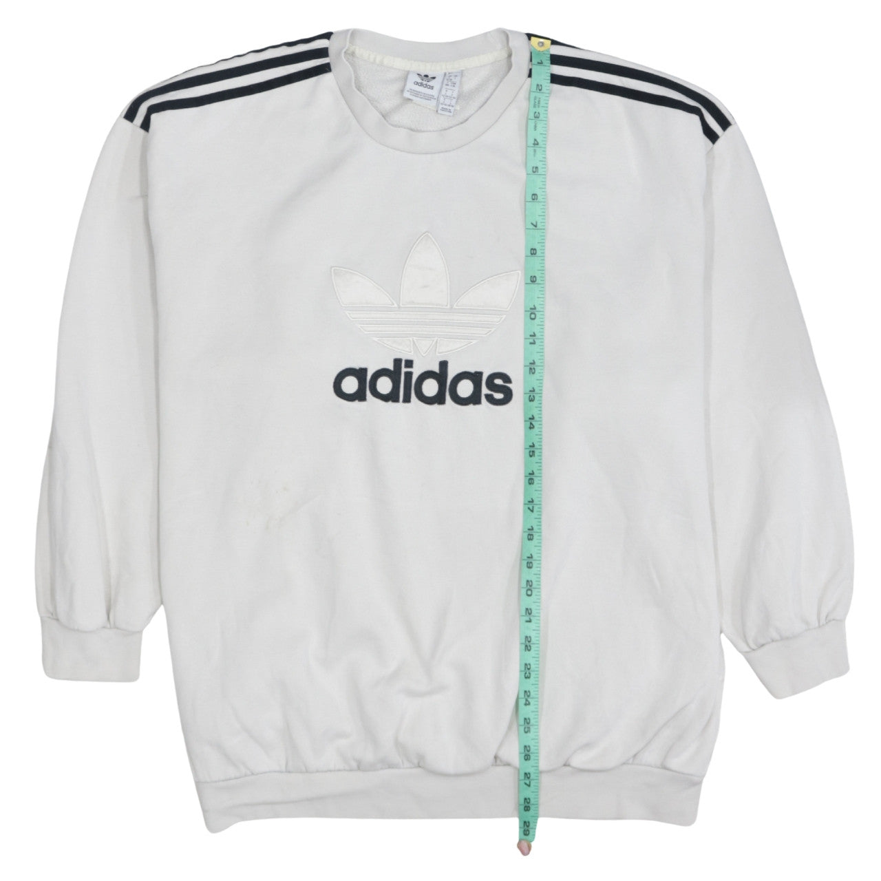 Adidas Men's White Trefoil Logo Pullover Sweatshirt L Fleece
