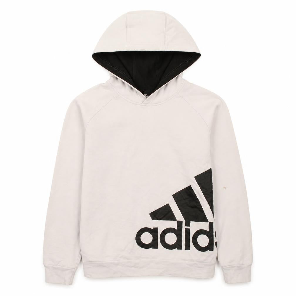 Adidas Boys White Pullover Hoodie Size 13-14 Years Graphic Print