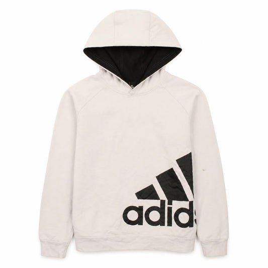 Adidas Boys White Pullover Hoodie Size 13-14 Years Graphic Print