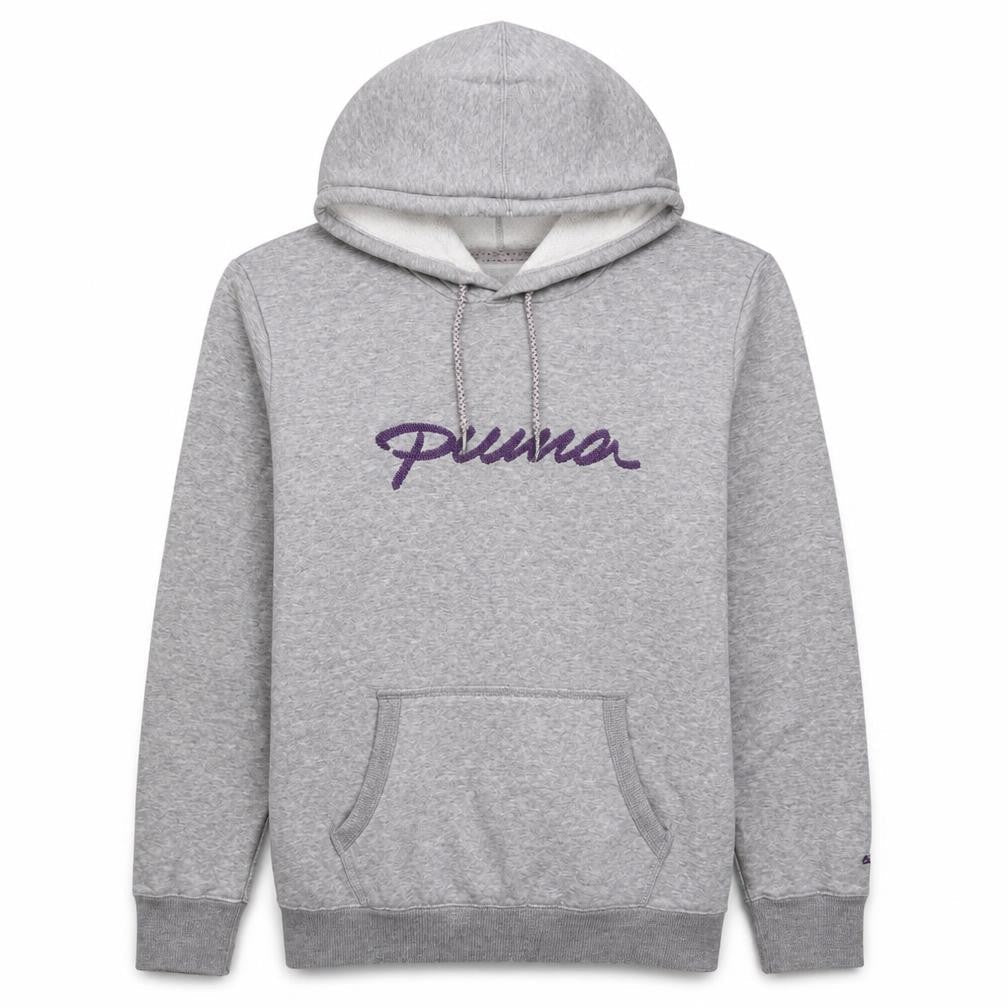 Puma Womens Grey Hooded Pullover Sweatshirt UK 16 with Logo