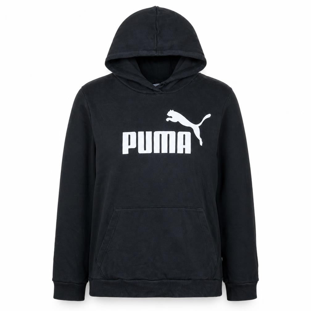 Puma Womens Black Pullover Hoodie Sweatshirt Size L Logo Print