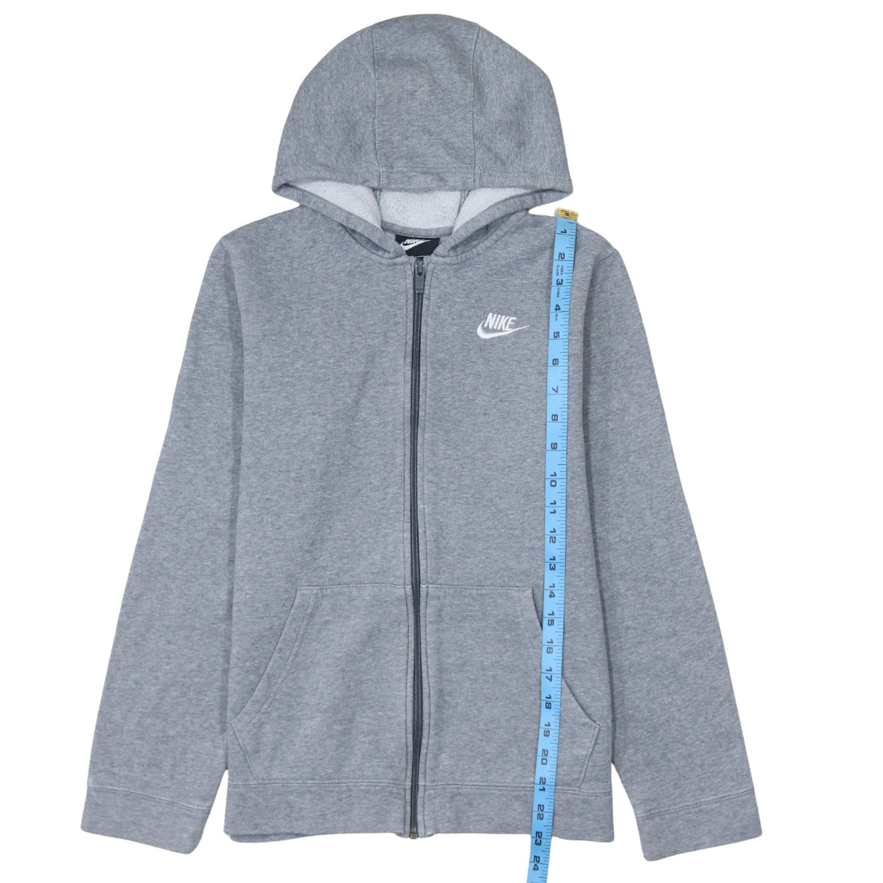 Nike Boys Grey Full Zip Hoodie XL 158-170cm Cotton Blend Casual