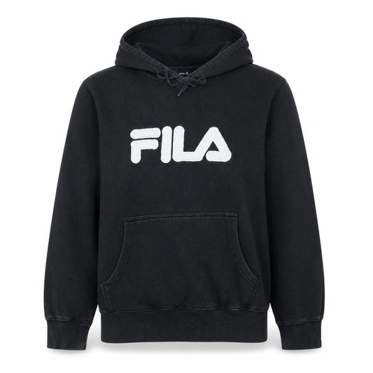 Fila Men's Black Pullover Hoodie Size S Regular Fit Logo Fleece Sweatshirt