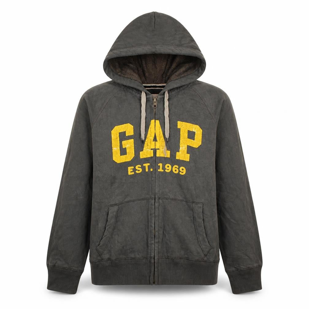 GAP Men's Grey Full Zip Hoodie XS Logo Fleece Sweatshirt