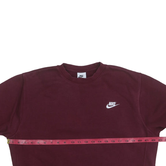 Nike Men Red Crew Neck Long Sleeve Fleece Sweatshirt Size S