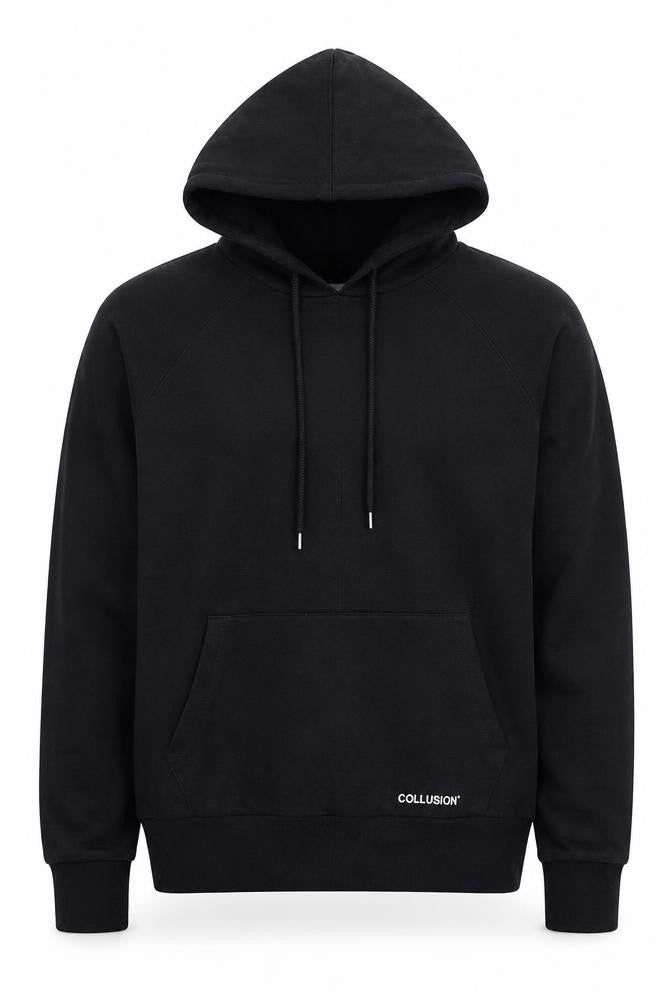 Collusion Men's Black Pullover Hoodie Size S Logo Fleece