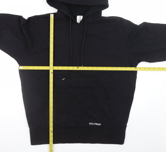 Collusion Men's Black Pullover Hoodie Size S Logo Fleece