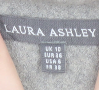 Laura Ashley Women Grey UK 10 Velvet Panel Wool Blend Pullover Sweatshirt