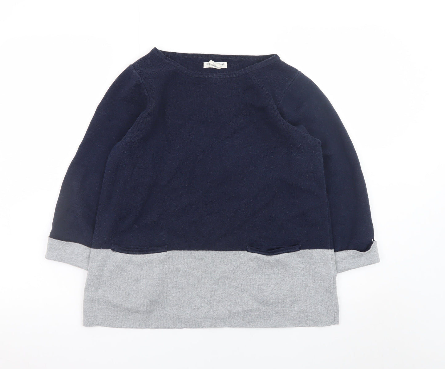 Christian Siriano Women's Blue & Grey Cotton Pullover Jumper L
