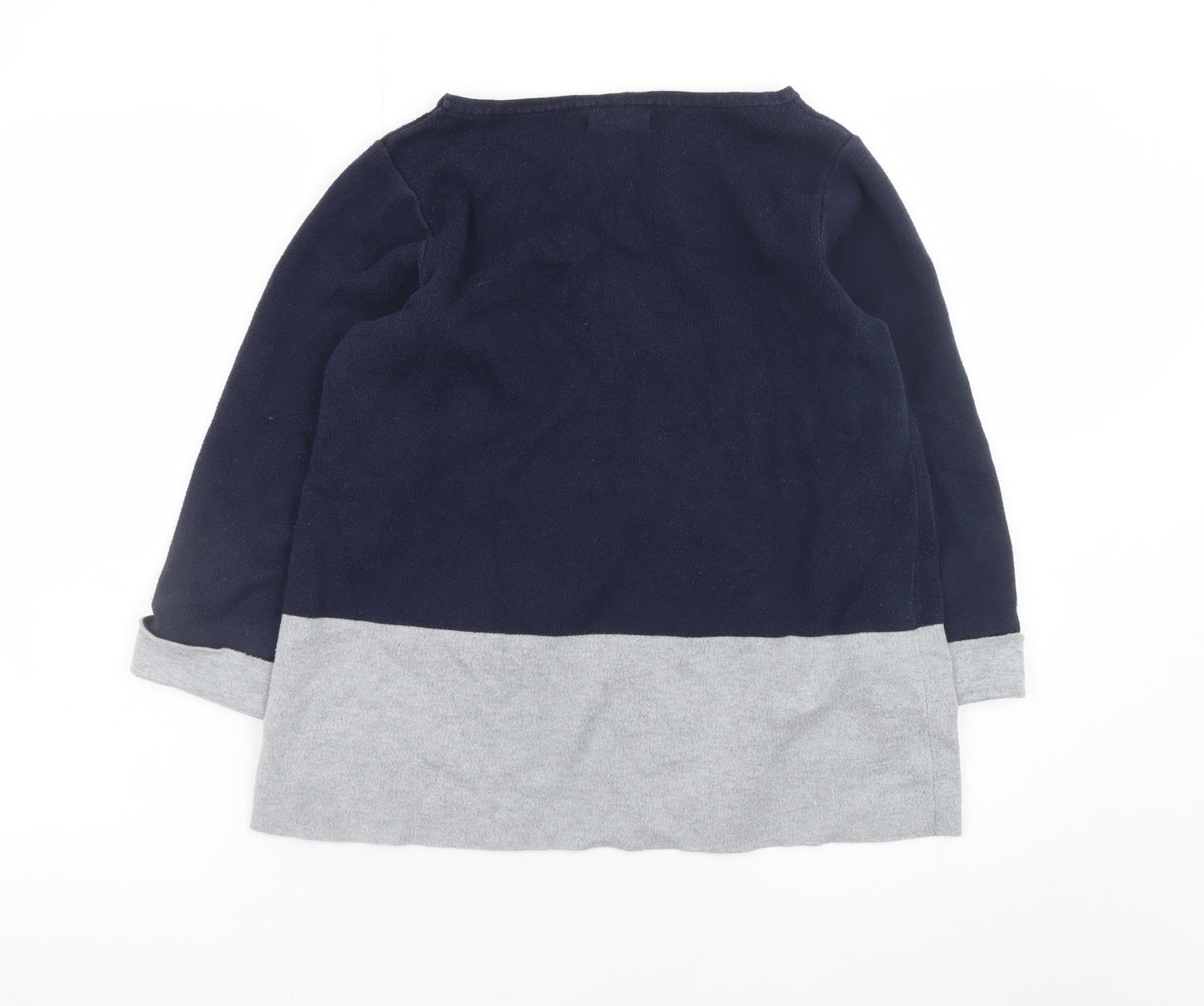 Christian Siriano Women's Blue & Grey Cotton Pullover Jumper L