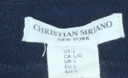Christian Siriano Women's Blue & Grey Cotton Pullover Jumper L